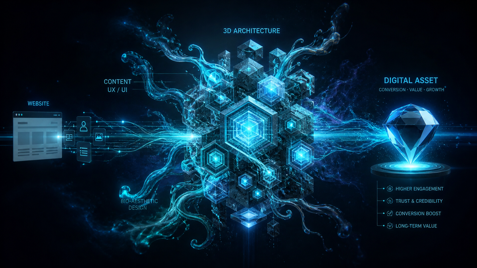 Vebsayt Yox, Rəqəmsal Aktiv: Konversiya Gətirən “Bio-Aesthetic” UI/UX və 3D Arxitektura